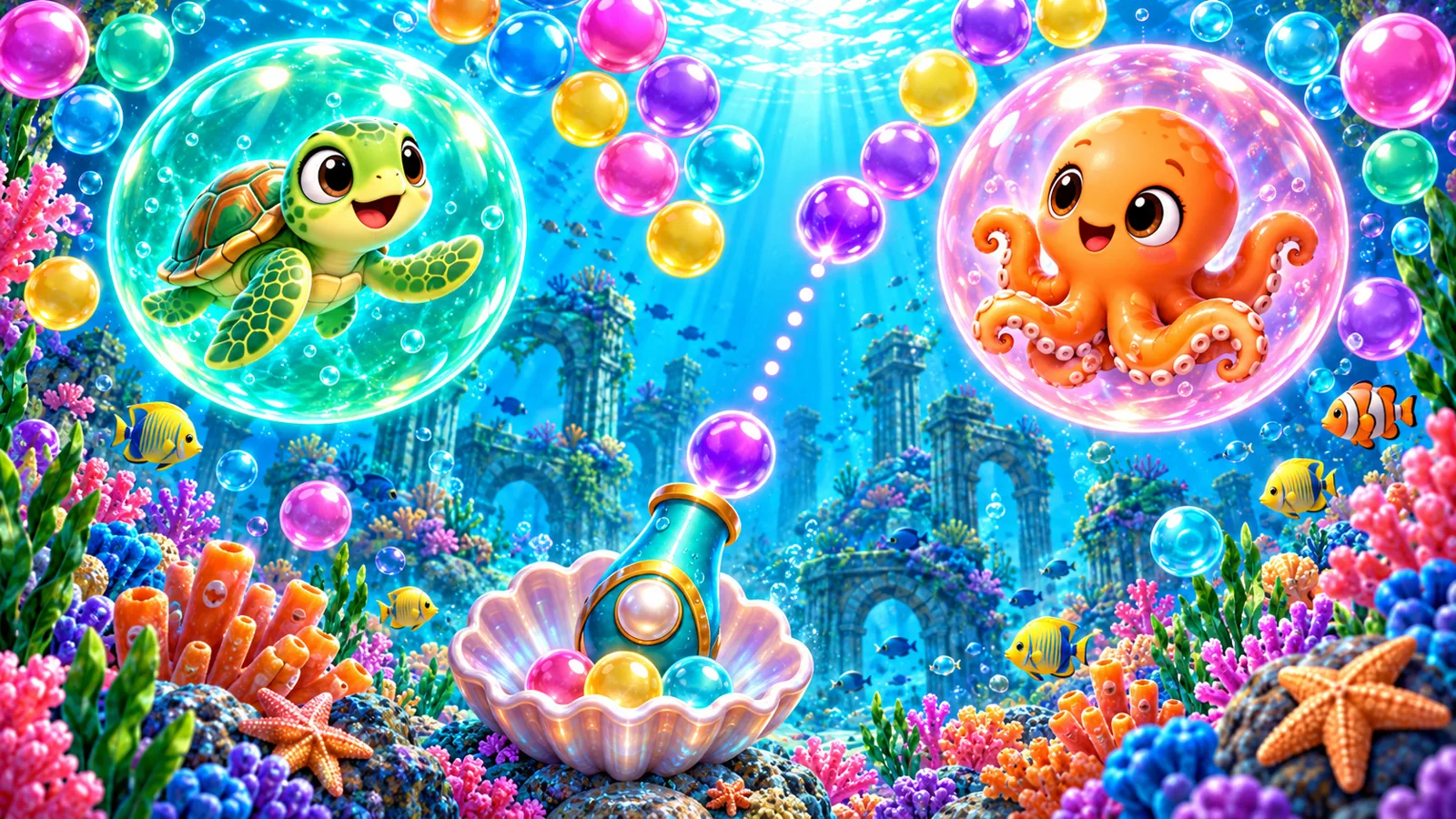 ฟองสบู่ทะเลใส OCEAN BUBBLES เกมยิงฟองเล่นฟรี วิธีเล่นและเคล็ดลับ