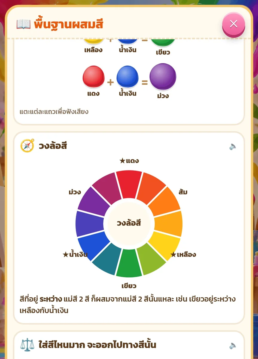 ไกด์พื้นฐานผสมสีในเกม มีแม่สีและวงล้อสี
