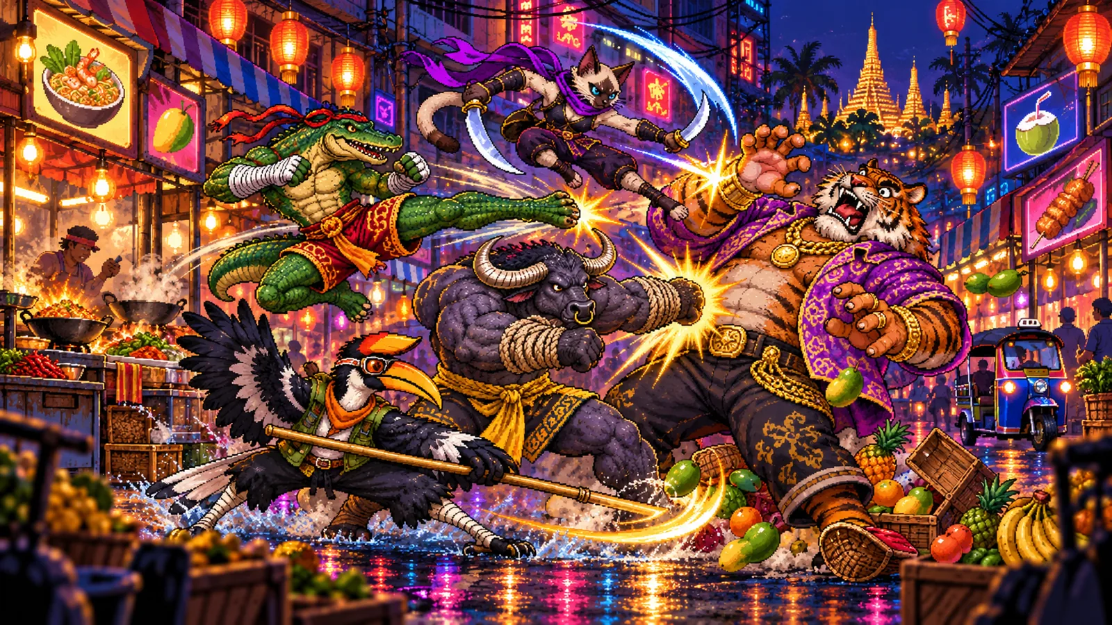 ภาพวาดประกอบ ขุนพลคลองแสนแสบออกลุยกลางเมืองยามค่ำคืน